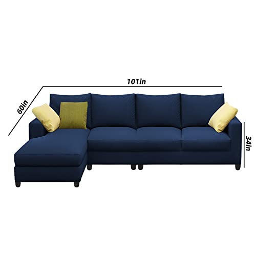 Image of Jian LHS 6 Seater L Shape Sofa Set Living Room (Blue Fabric)