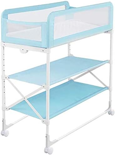 Changing table Foldable Baby Diaper, Movable Baby Changing Station with Safety Strap and Fence Baby Bath Table Dresser Unit Organizer (Color : Blue, Size : A)