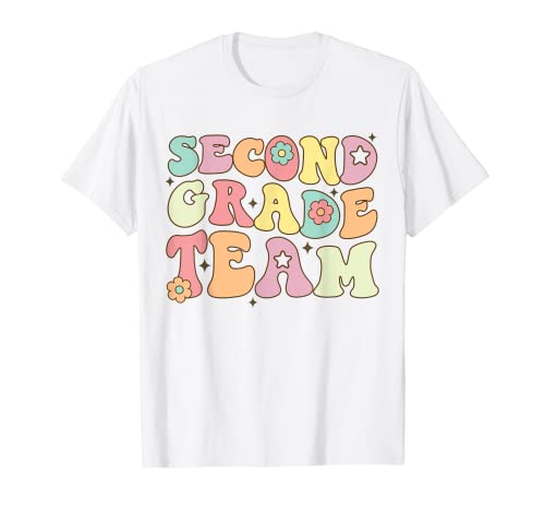 Groovy Second Grade Team 2nd Grade Maestro de vuelta a la escuela Camiseta