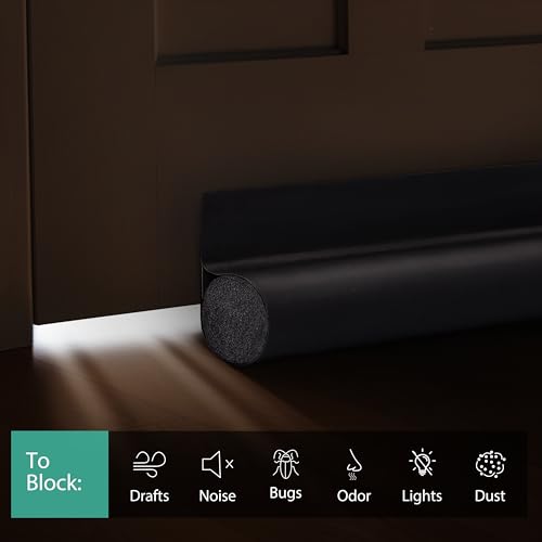 Image of MAXTID Door Draft Stopper 36 Inch Black Adjustable Door Draft Blocker Front Door Draft Guard for Bottom of Doors Weather Stripping Door Seal Strip (Pack of 2)