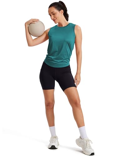 Image of MAGCOMSEN Workout Tank Tops Woman Summer Open Back Yoga Athletic Shirts Sleeveless Tie Back Loose Fit Gym Muscle Tank
