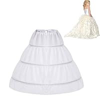 Kinder Reifrock Petticoat - Unterrock für Mädchen, 3 Creolen, Halber Slip für Prinzessin Kleid in Weiß