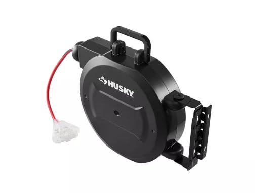 Husky 50 ft. 14/3 Medium Duty 13-Amps Indoor Extension Cord Reel with Multiple Outlet Triple Tap End, Black