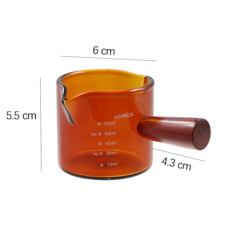 Vaso medidor espresso 2.5 oz con mango de madera miniatura 2