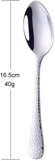 QOBIMOON 12-Piece Tea Spoons Hammered Surface Dessert Spoon Salad Spoon Use for Coffee Sugar Dessert Cake Ice Cream Soup Antipasto Cappuccino- 6.5 Inches, Silver