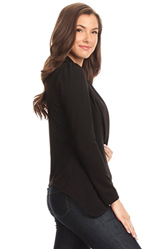 Women's Classic Draped Open Front Blazer Casual Workwear Long Sleeve Jacket3