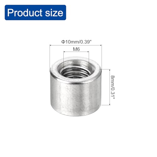 QUARKZMAN Runde Schweißmuttern, M6 x 10mm x 8mm Schweißbundweibliche Mutter Gewinde - 201 Edelstahleinsatz schweißbar 20 Stück