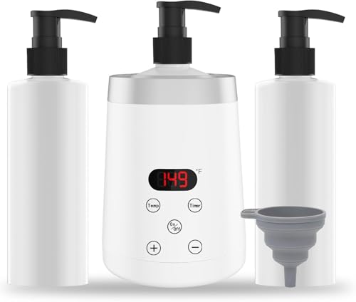 Massage Oil Warmer, Autumn&Winter Professional Lotion Warmer Dispenser Heater, Creams Warmer, Oil Bottle Warmer, Auto-Temperature,for Salon, Barber Shops, Home, with One Oil Bottle Dispenser (White)