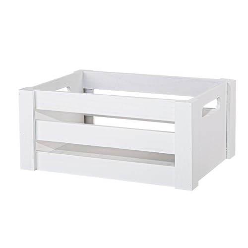 green leaves White Wooden Crate Storage Box Shelve Box With Handles DIY Gift Hamper (Small)