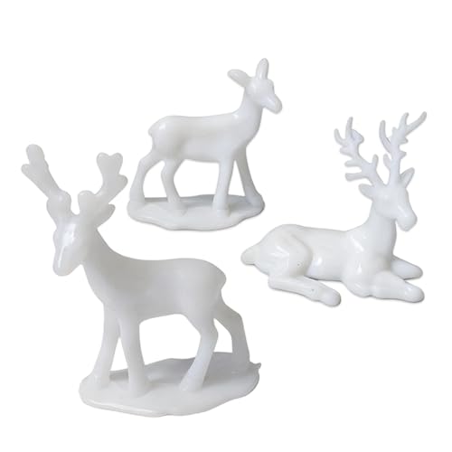 YUVKIN 3 Stück Weiß Weihnachtsreintiere Deko-Figuren, Hirsche,...