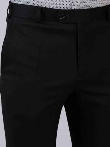 Image of Raymond Men Slim Fit Structure Pattern Polyester Blend Flat Front Formal Trouser