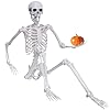 Halloween skeleton decor54ft life size skeleton posable skeleton with artificial pumpkin full body human skeleton for halloween decorations  urban country home decor