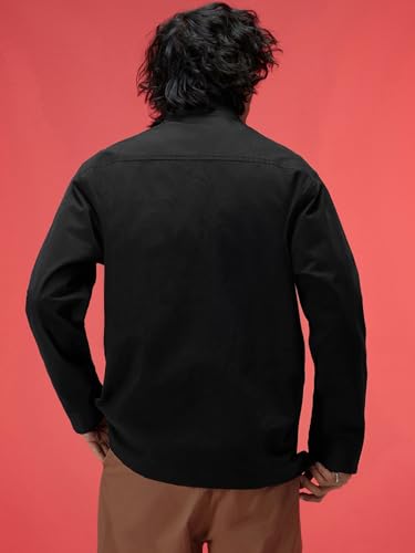 Image of Veirdo Regular Fit Solid Collared Full Sleeves Twill Lycra Material Full Sleeve Casual Winter Shacket For Men (Available Colors: Olive, Navy & Black)