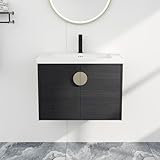 28 Inch Floating Bathroom Vanity,28' Bathroom Vanity with Sink,Single Sink Bathroom Vanity Combo,Modern Bathroom Vanity,Black Wall Mounted Cabinet Set