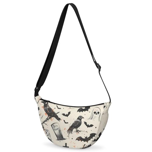 Crescent Crossbody Bags for Women Trees Deer Adjustable Sling Bag & Shoulder Purse