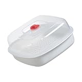Xuancai Recipiente resistente al calor para microondas con base ventilada, cubiertas transparentes para bollos, albóndigas, herramienta de cocina resistente, calentador de alimentos de cocina de calor
