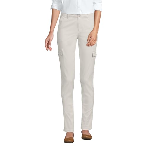 Lands' End Women's Mid Rise Slim Cargo Chino Pants 2 Light Stone