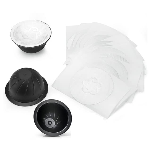 Cápsula de Taza de Filtro de café Recargable desechable para Taza de cápsula de café Nespresso Vertuo Especialmente diseñada (Color : Black Silver)