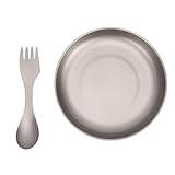 Fafeims Ti-Juego de Vajilla para Acampada, Plato Ligero, Tenedor, Cortador de Cuchara para Pícnic Al Aire, Senderismo, Mochilero