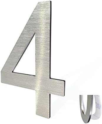 Stainless Steel House Numbers,Metal Modern House Numbers,Mailbox Decor Number,Self-adhesive house Number(3Inch-4, Silver)