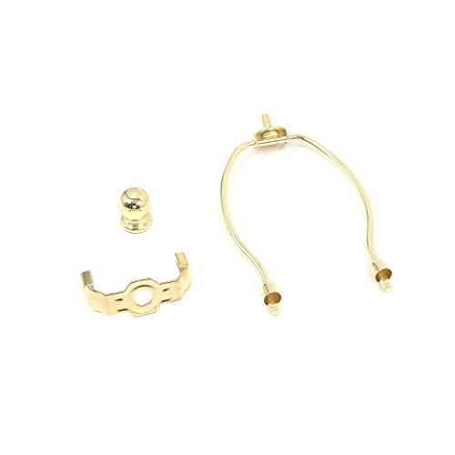 Bitray 6 Inch Lamp Harp Holder, Heavy Duty Lamp Harp, Finial and Lamp Harp Holder Set, DIY Lighting Accessories with Saddle and Solid Metal Finial Horn Frame Lampshade Bracket (Gold-2pcs) - Thumbnail 3