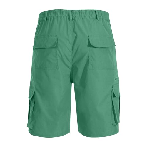 Image of Men Cargo Shorts Elastic Waist Outdoor Casual Shorts Stretch Drawstring Summer Baggy Joggers Short with Pockets