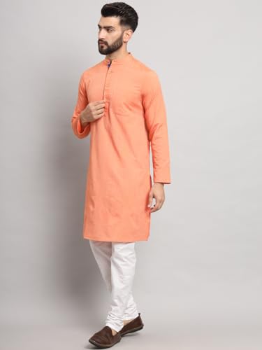 Image of LATEST CHIKAN Men's Cotton Regular Striped Knee Lenght Kurta Full Sleeves - Casual Ethnic Wear
