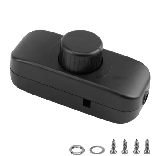 LED Dimmer Switch 1 Gang for Dimmable Light, 220-240V Trailing Edge Rotary Dimming with a Push On/Off, Inline Dimmer Switch 0-100% Adjustable for 80W LED Table, Floor Lamps, Halogen Incandescent