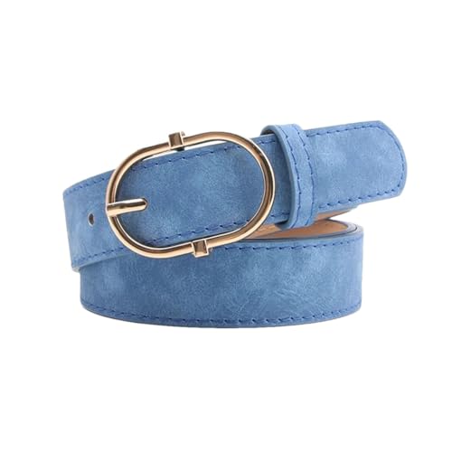 Women’S Soft Comfortable PU Leather Belt Alloy Golden Buckle 2.8Cm Wide Casual Waistband For Jeans Clothing