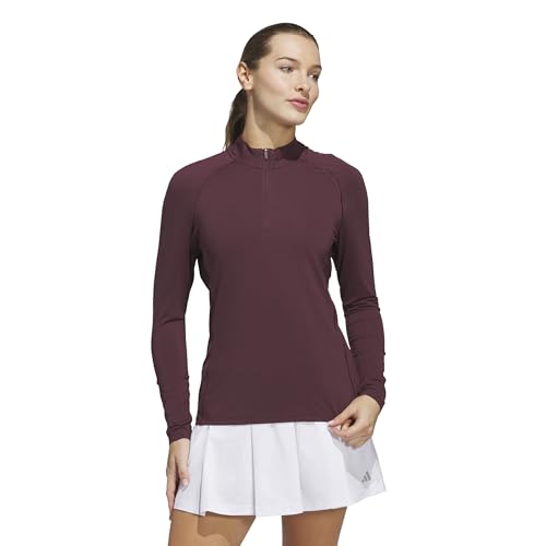 adidas Womens Ultimate365 Solid Quarter-Zip Mock Long Sleeve Top