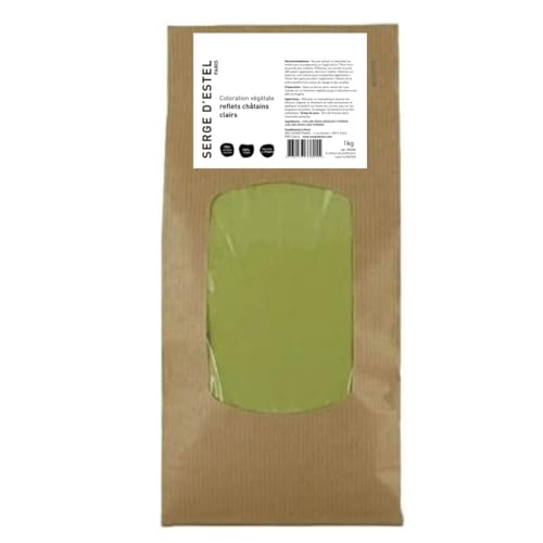Henna cataños claros, 1 kg, coloración vegetal, 100% natural, aportando magníficos reflejos de color marrón claro sin dañar el cabello. Ideal para cabello rubio