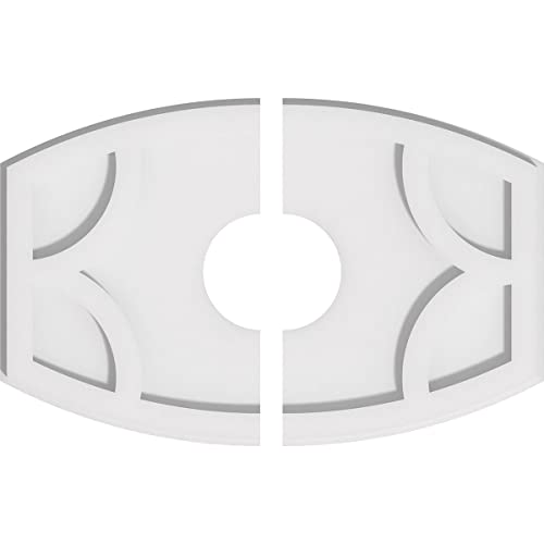 Image of Ekena Millwork CMP18X12KY2-04000 Kailey Architectural Grade PVC Contemporary, Two Piece Urethane Ceiling Medallions 18 inchW x 12 inchH x 4 inchID x 9 3 /4 inchC x 1 inchP