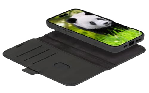 dbramante1928 Lynge - Étui à rabat pour téléphone portable - Compatible avec MagSafe - Cuir grainé - Noir - Pour Apple iPhone 16 Pro Max