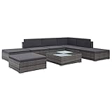 vidaXL 8 Piece Garden Lounge Set with Cushions - Grey Poly Rattan, Outdoor Patio/Deck Furniture, Modular & Comfortable