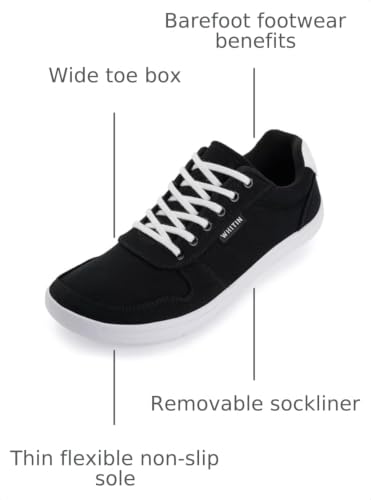 Image of WHITIN Men's Wide Barefoot Shoes | Stylish Canvas Minimalist Sneakers | Zero Drop Sole