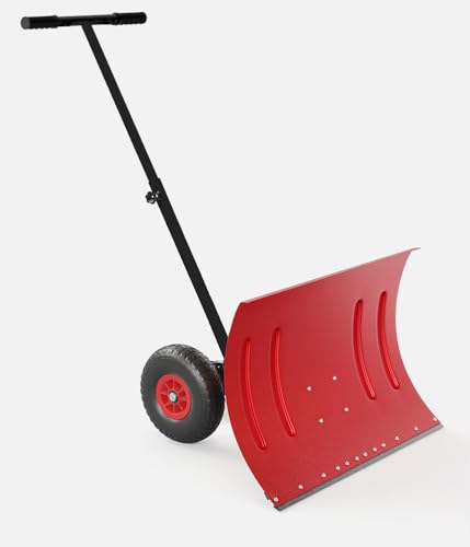 Garvee Snow Shovel with Wheels for Driveway, 20' Wide Adjustable Snow Pusher with 5-Position Angle &...