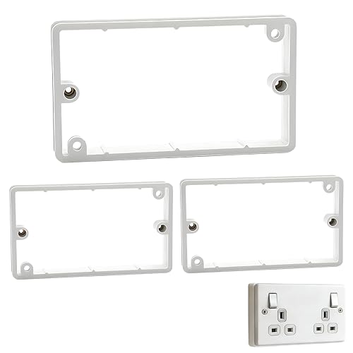 3Pcs Double Socket Spacer, 20mm White PVC Electrical Light Switch Spacer Surround for Tiles and Panels