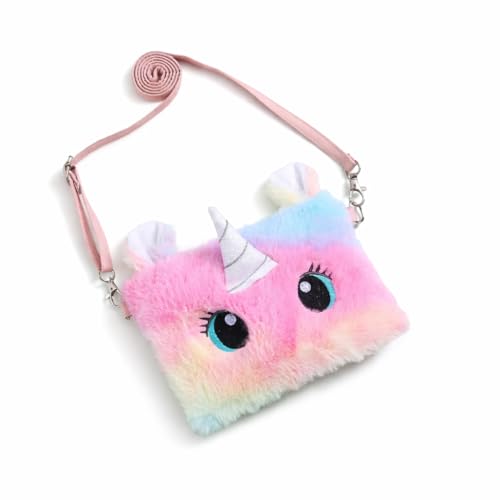 Bolsa Transversal Unicórnio Fofo De Pelúcia, 20cm X 14cm