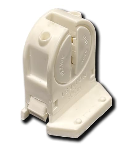 Leviton Standard Fluorescent Lampholder, Low Profile, Snap-In or Slide-ON, Lamp-Lock, Internal Shunt, 23654-SNP, White