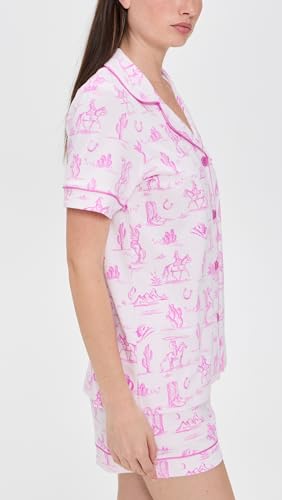 Image of Bed Head PJs Womens Matching Pajamas - Soft Organic Short Sleeve Button Down PJ Shirt & Shorts Set - Sleepwear & Loungewear