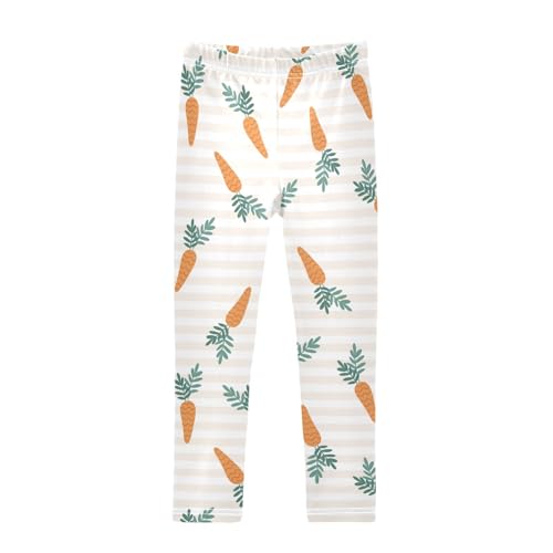 Stripe and Carrot Girls Leggings,Workout Leggings for Girls Toddler Athletic Leggings Size for 3-10T