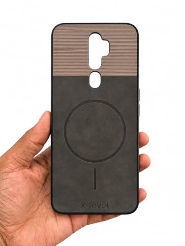 Image of Bintage Dual-Leather 2in1 Phone Case| Soft Touch Finish | Full Camera Protectection Back Cover Compatible for Oppo CPH1933 /Oppo A5 2020 - White & Matelic Grey