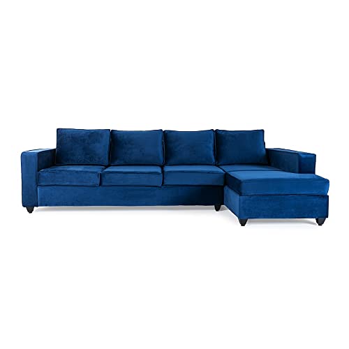 Image of Wakefit 3 Seater Sofa Set | 3 Year Warranty | Velvet Blue Sofa for Living Room - Napper