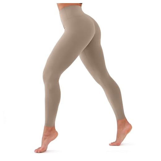 CHARMKING High Waisted Leggings for Women Soft Tummy Control Pants Non See Through Workout Yoga Pants for Running Reg & Plus Size(Khaki, Large-X-Large)