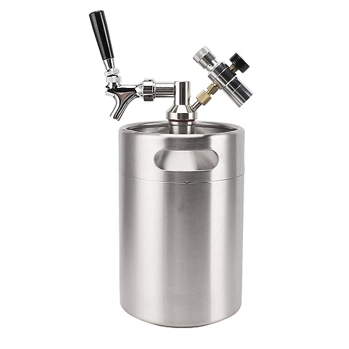 Mini Barril De Cerveza, Barril Automático De Cerveza Casera De Acero Inoxidable Con Válvula De Salida Del Dispensador De Calibre De 60 Psi, Mini Barril De Cerveza Presurizado De 5 Litros Para El Hogar