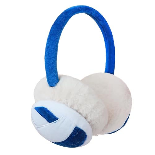 Image of JIAHG Boys Girls Cute Cartoon Football Winter Warm Earmuffs Soft Faux Fur Ear Warmers Kids Outdoor Thermal Plush Ear Muffs