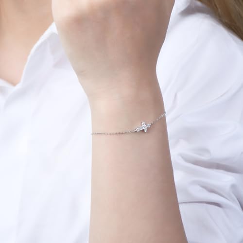 Cross Moissanite Bracelet, 0.36cttw D Color VVS1 Clarity 925 Sterling Silver Adjustable Bracelets for Women Wife or Girlfriend Birthday Gifts2