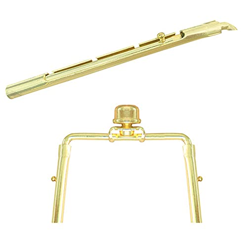 Lamp-Shade Harp Holder Adjustable Support - Tall 7 8 9 10 Inch And 3/8 Inch Standard Saddle E14 E26 E27 Light Base Uno Fitter Adapter Converter Finial Set Detachable Parts Bracket (Polished Brass) #TOP3