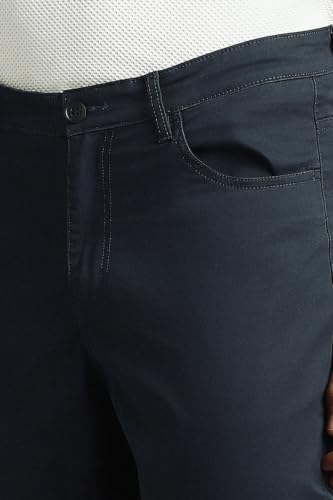 Image of Louis Philippe Men's Slim Fit 5 Pocket Made of Stretch Fabric Solid Casual Trouser