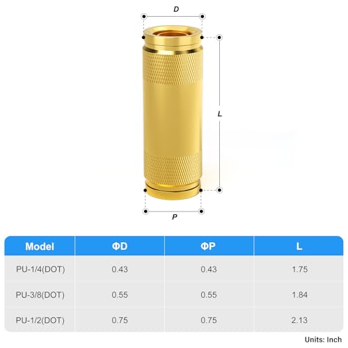 Image of TAILONZ PNEUMATIC 15PCS 1 /4 inch3 /8 inch1 /2 inchOD DOT Straight Push to Connect Fittings,Air Hose Fitting, Compressor Quick Connection Fitting,Air Brake Fitting (Pack of 15)